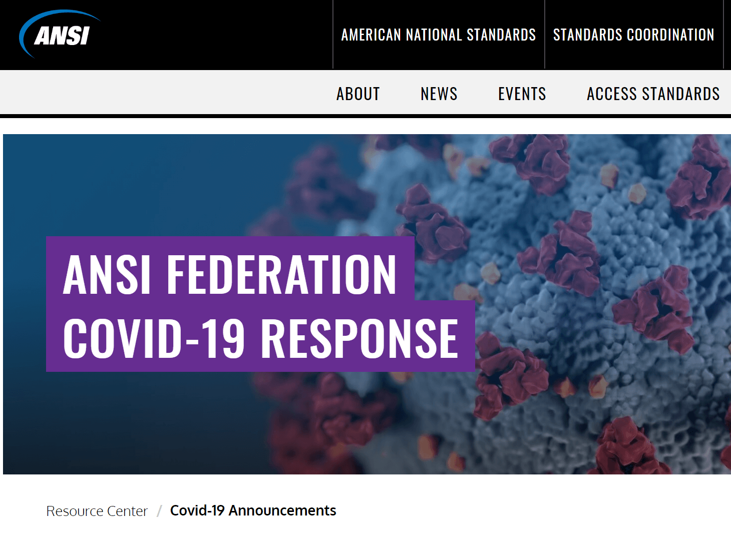 ANSI Covid webpage