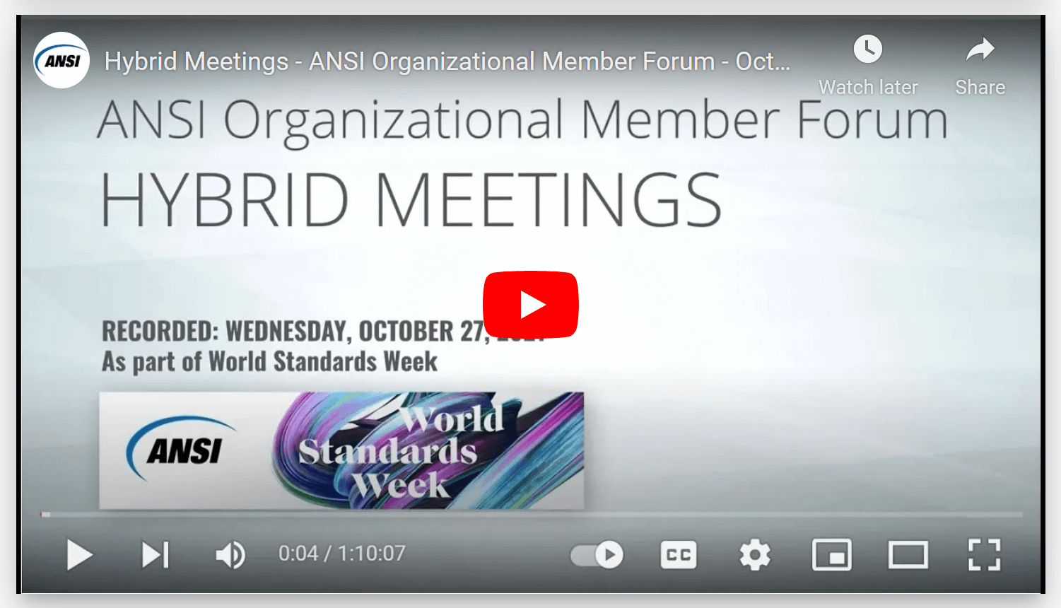 Screenshot of ANSI hybrid meetings webinar.