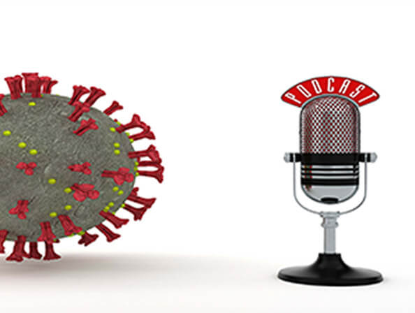 A virus particle and a podcasting microphone
