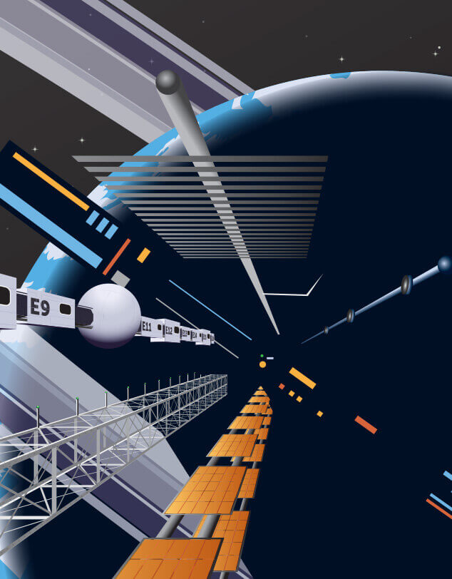 An abstract image of automation technology and artificial intelligence, indicating the future. 