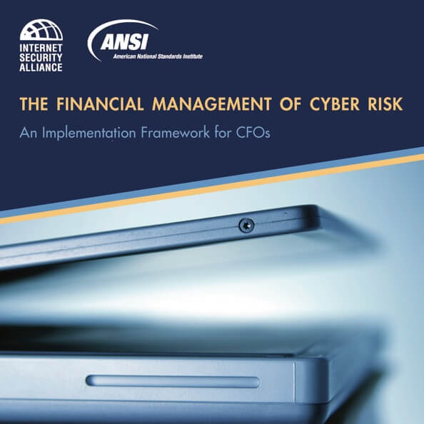 The cover image of "The Financial Management of Cyber Risk" featuring a laptop computer slightly ajar. 