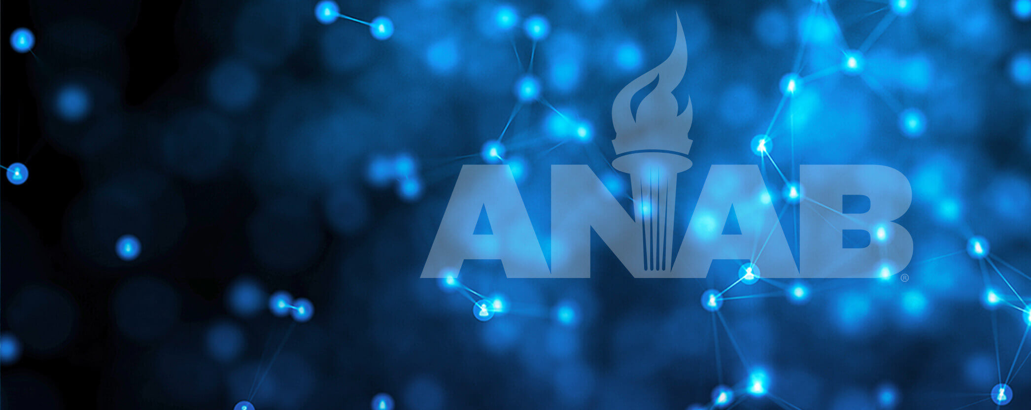 Modern blue background with ANAB logo