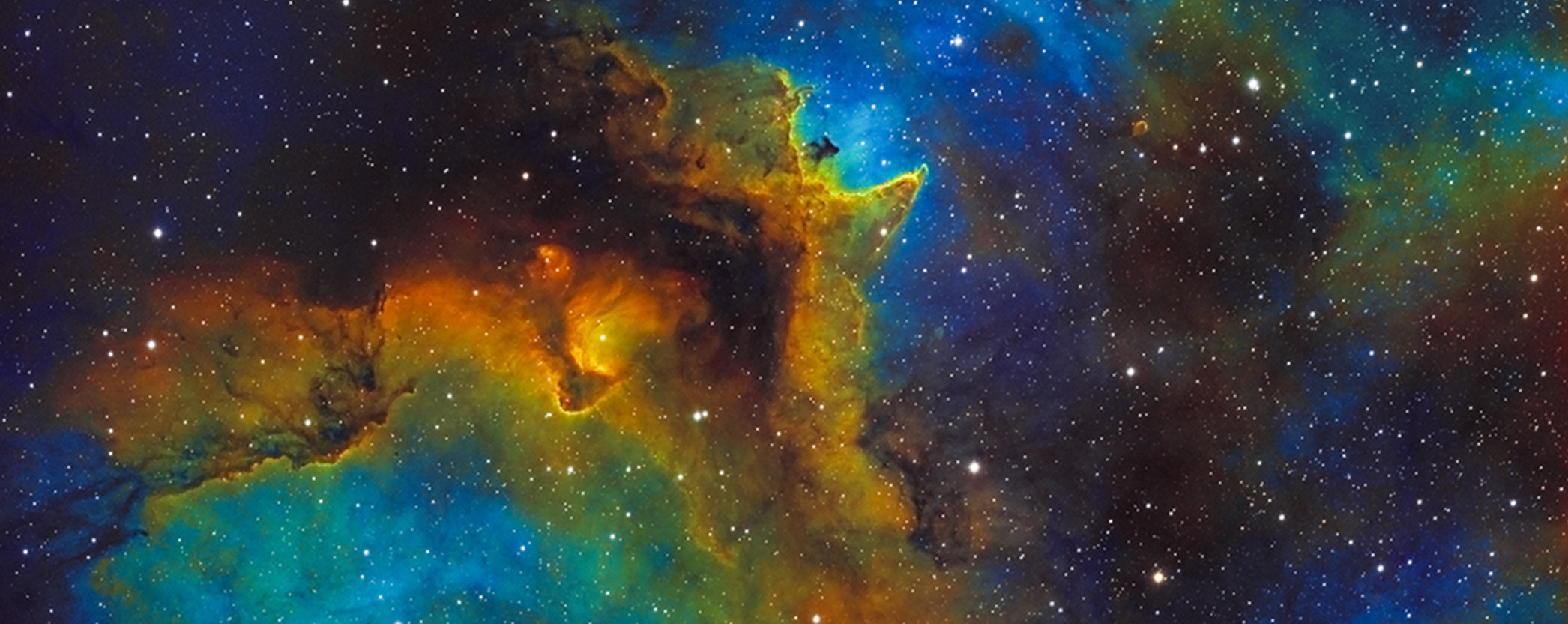 large hydrogen, sulfur and oxygen gas cloud in the constellation of Cassiopeia